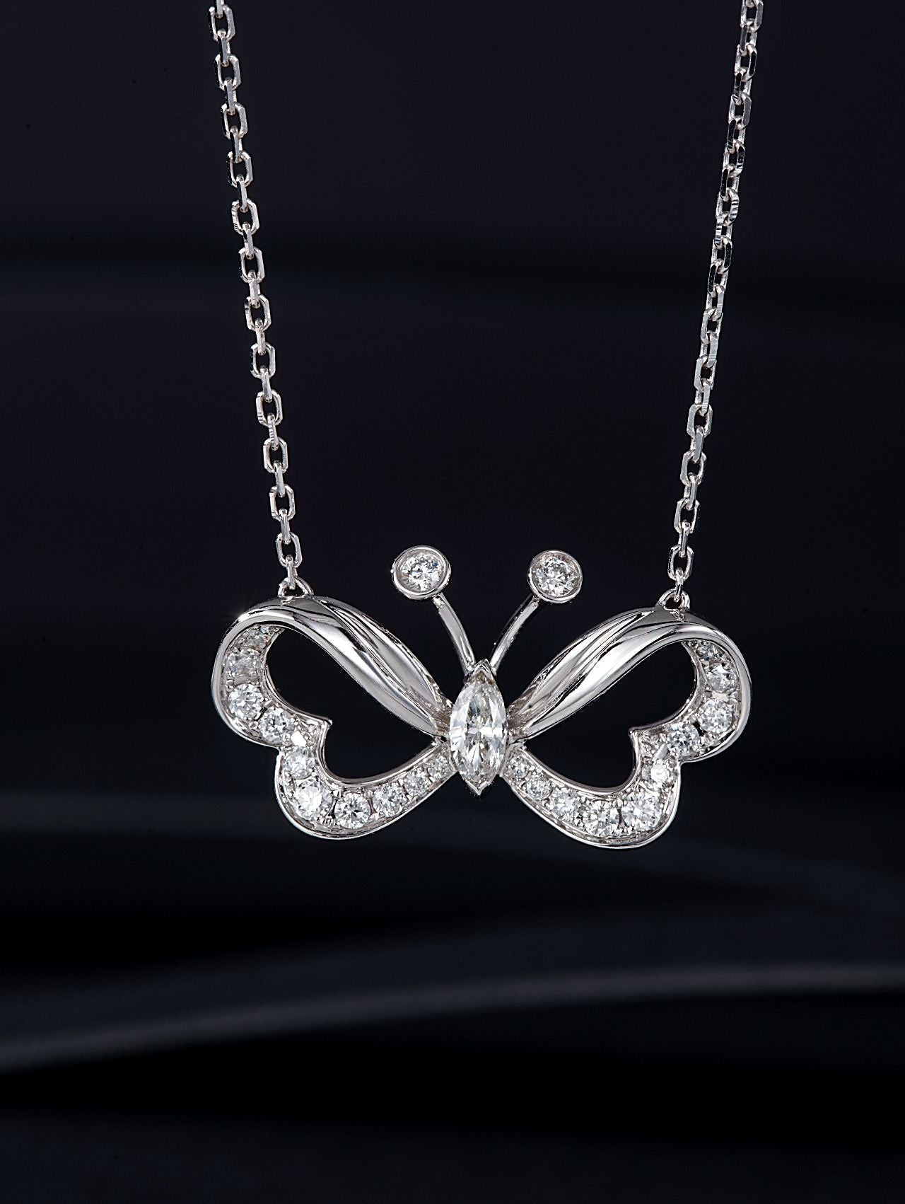 Butterfly Dream Round Diamond Pendant Jewelry - White Diamond Pendant