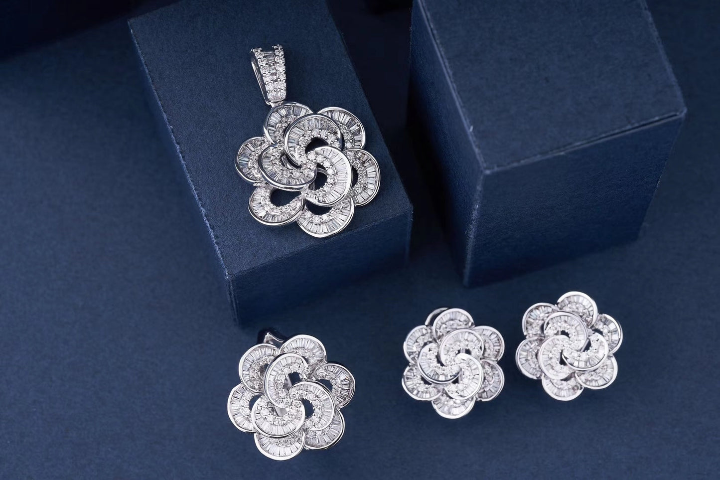 Camellia Jewelry Collection: Exquisite Elegance in Every Piece - White Diamond Set System