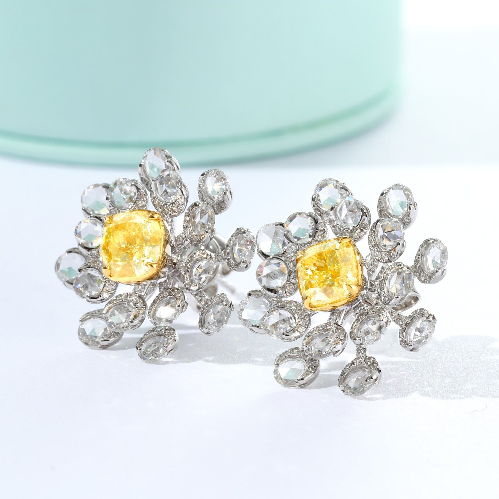 Captivating Cushion-Cut Diamond Flower Stud Earrings Jeweler.Jewelry