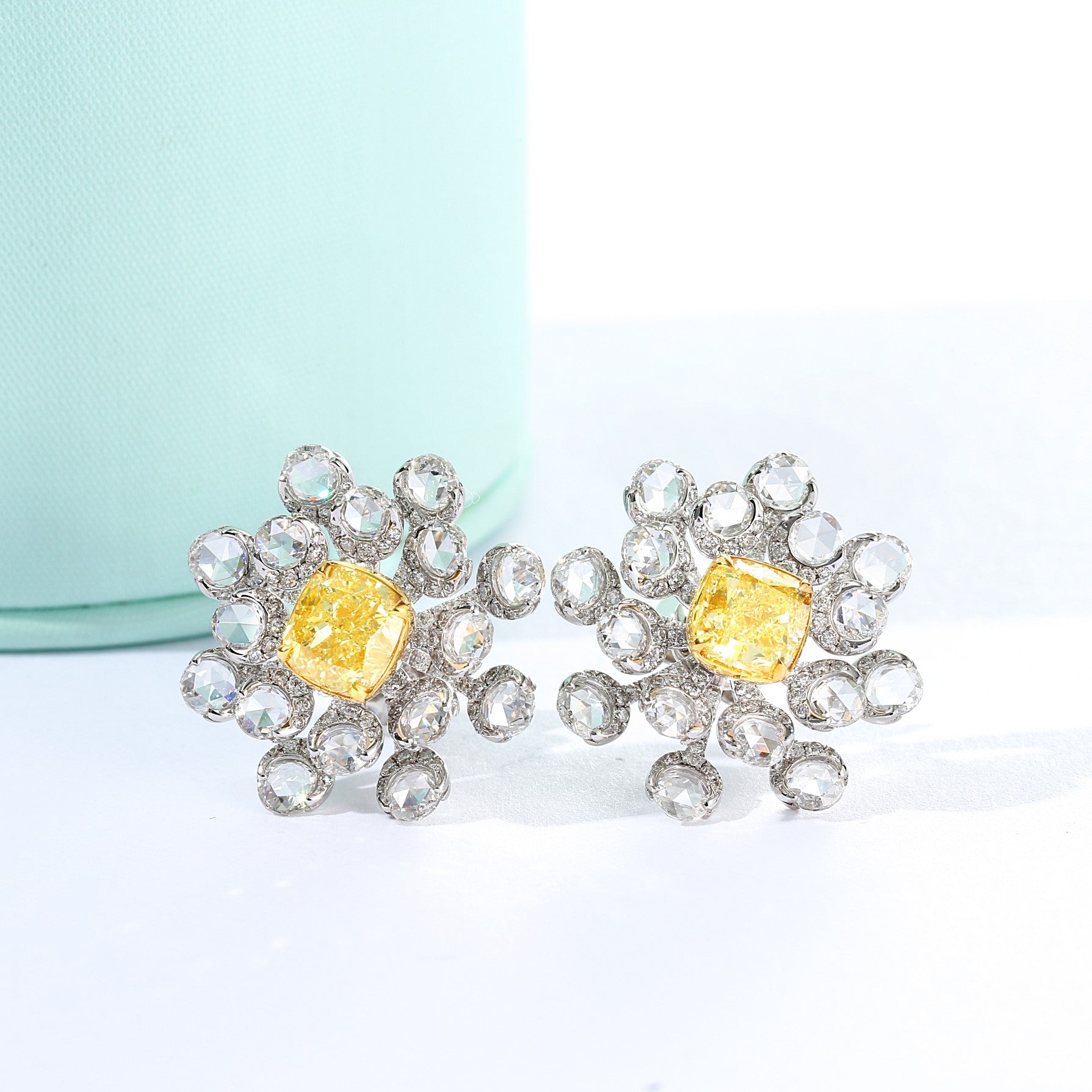 Captivating Cushion-Cut Diamond Flower Stud Earrings Jeweler.Jewelry