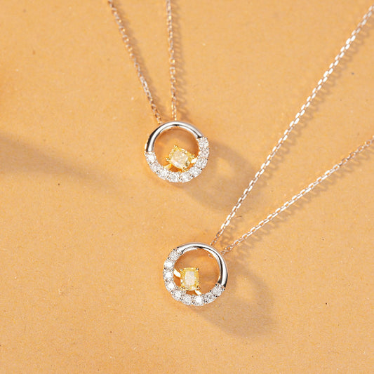 Captivating Yellow Diamond Semi-Circle Pendant - Fine Jewelry - Yellow Diamond Pendant