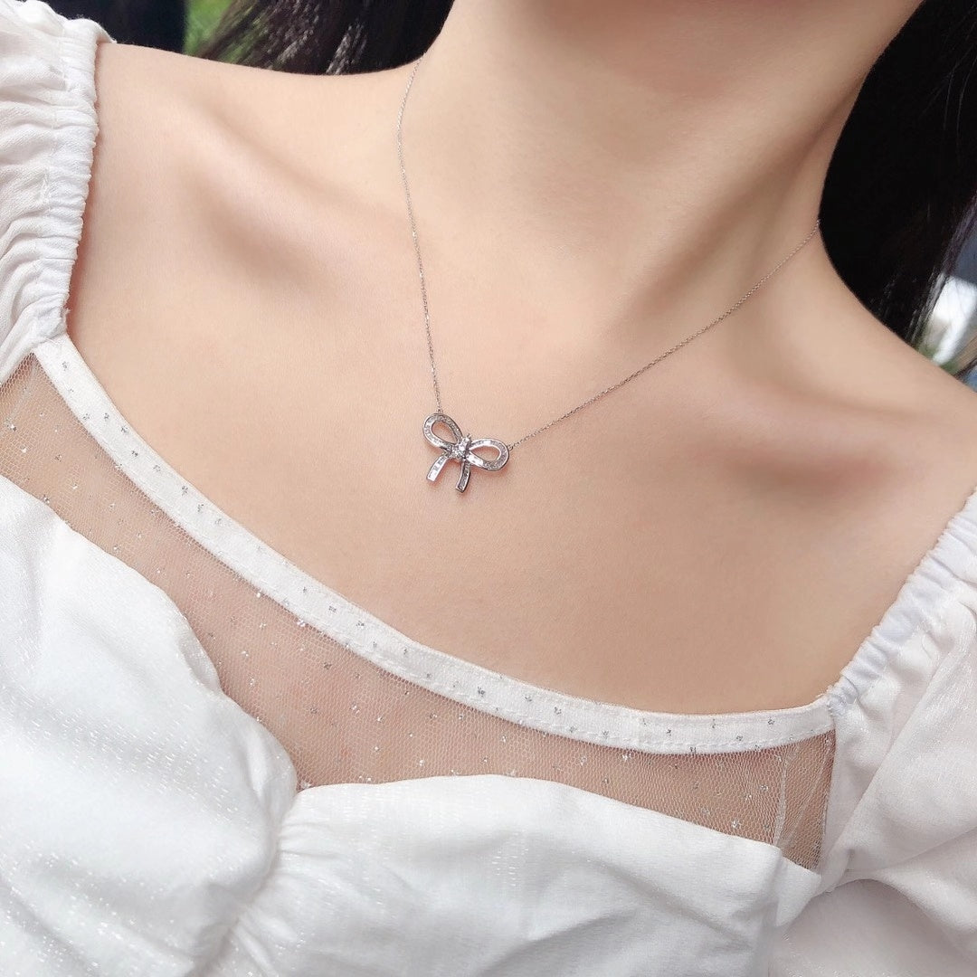 Cat Head Bowknot Pendant Jewelry - Sparkling Elegance - White Diamond Pendant