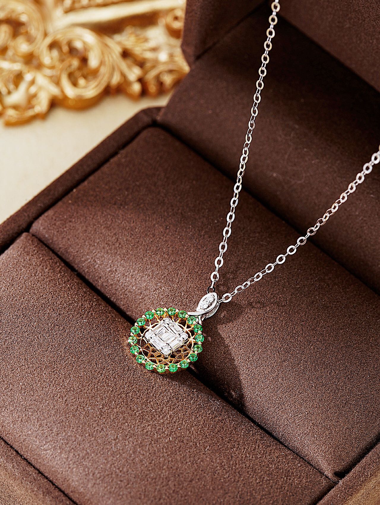 Charming Tsavorite and Diamond Pendant Necklace Jewelry - Chevrolet pendant