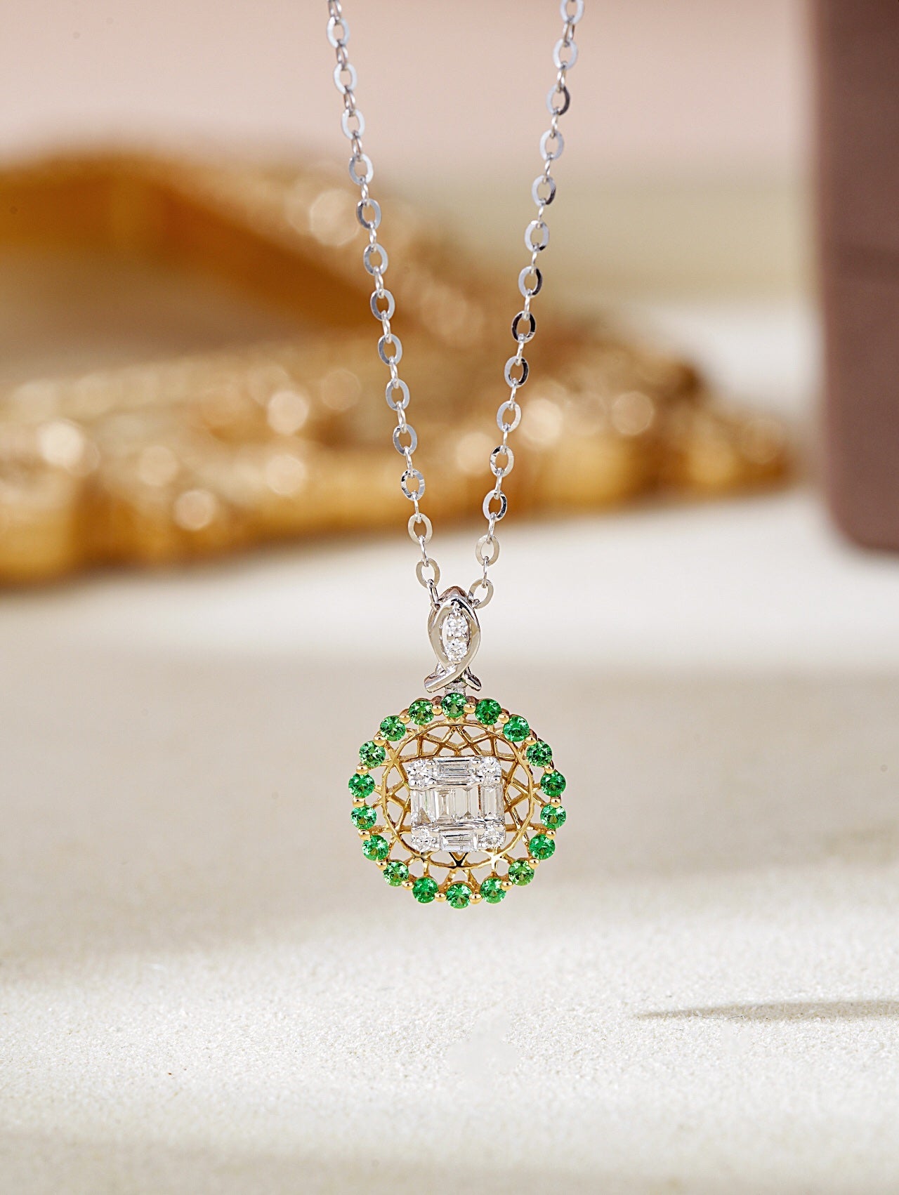 Charming Tsavorite and Diamond Pendant Necklace Jewelry - Chevrolet pendant