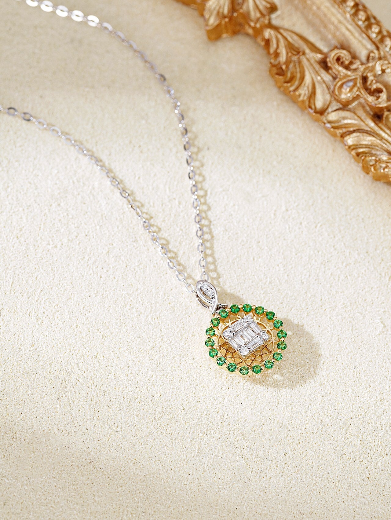 Charming Tsavorite and Diamond Pendant Necklace Jewelry - Chevrolet pendant