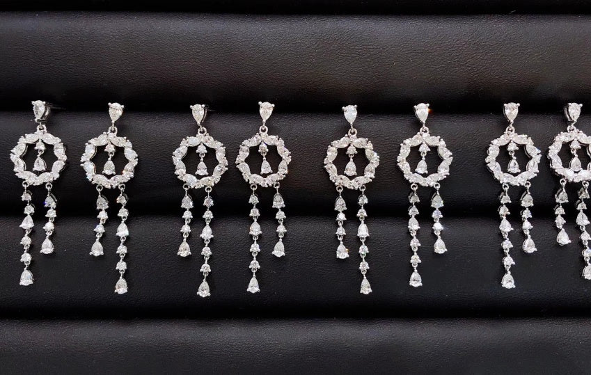 Circle Drop Earrings with Diamond Accent - Luxurious Jewelry - Jeweler.Jewelry