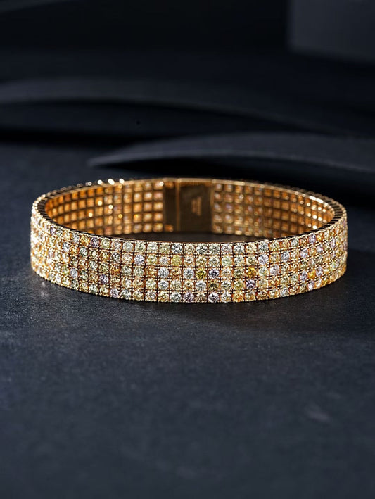 Colorful Deluxe Diamond Bracelet - Fine Jewelry Piece - Colored Diamond Bracelet