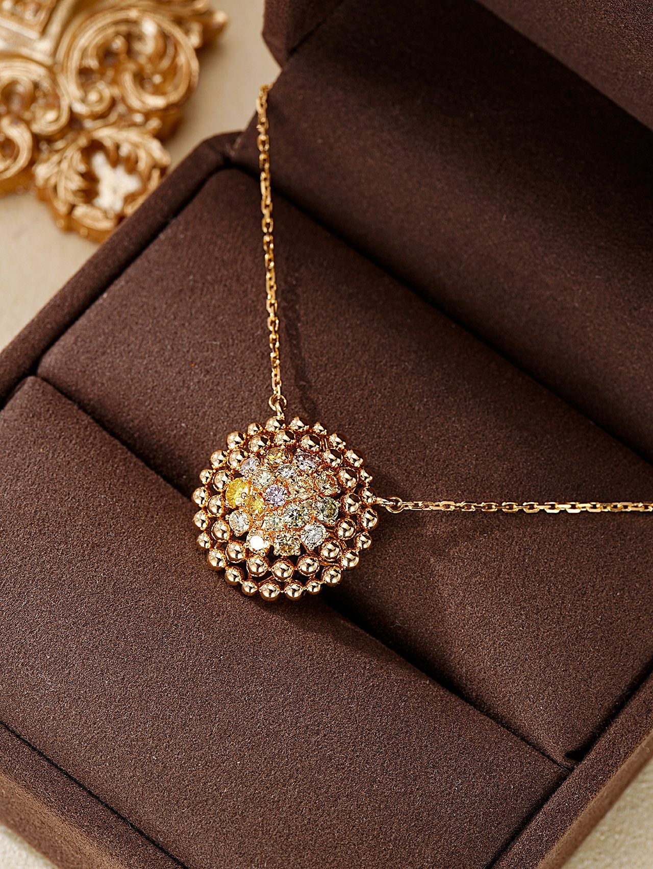 Colorful Double-Row Dewdrop Pendant with Diamond - Premium Jewelry - Yellow Diamond Pendant