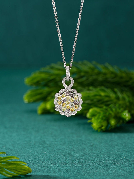 Colorful Round Pendant Jewelry - A Sparkling Gemstone Delight - White Diamond Pendant