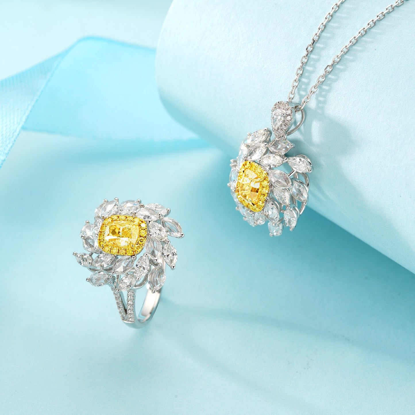 Cra Yellow Diamond Cushion & Marquise Suite Jewelry - Yellow Diamond Pendant