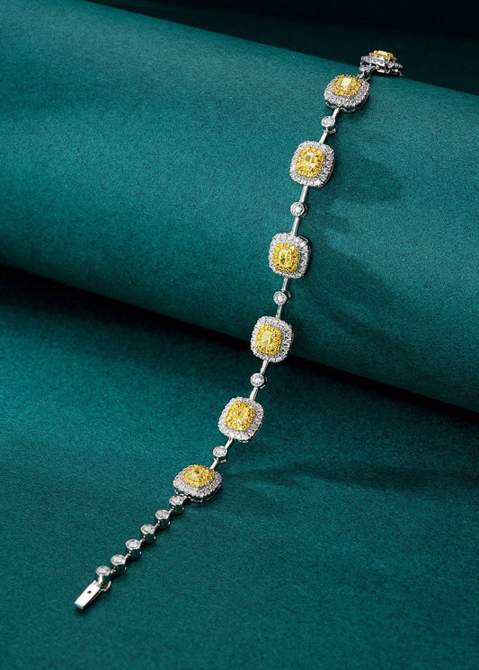 Cushion-Cut Bubble Bracelet - Exquisite Jewelry Piece - Yellow Diamond Bracelet