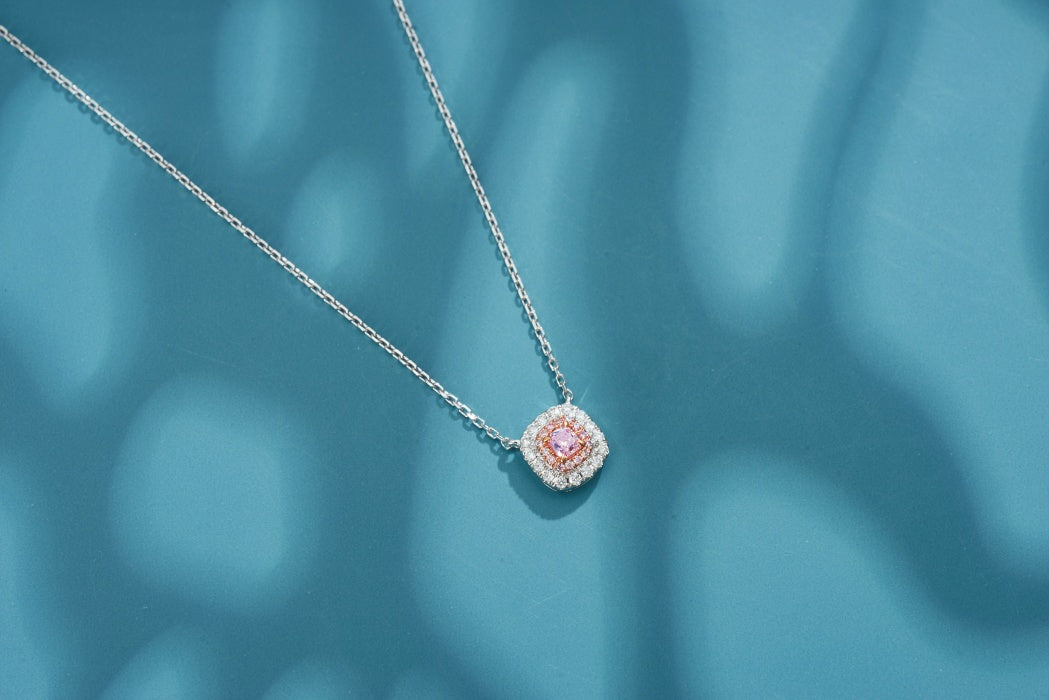 Cushion-Cut Pink Diamond Pendant - Exquisite Jewelry Piece - Pink Diamond Pendant