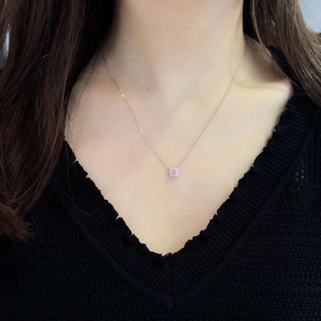 Cushion-Cut Pink Diamond Pendant - Exquisite Jewelry Piece - Pink Diamond Pendant