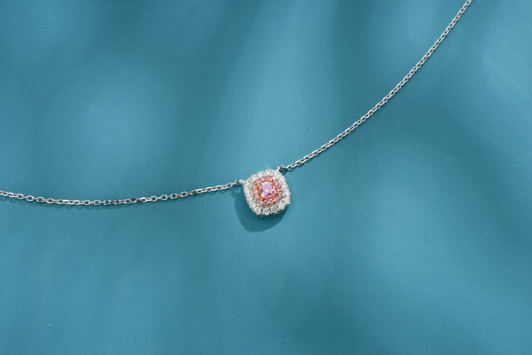 Cushion-Cut Pink Diamond Pendant - Exquisite Jewelry Piece - Pink Diamond Pendant