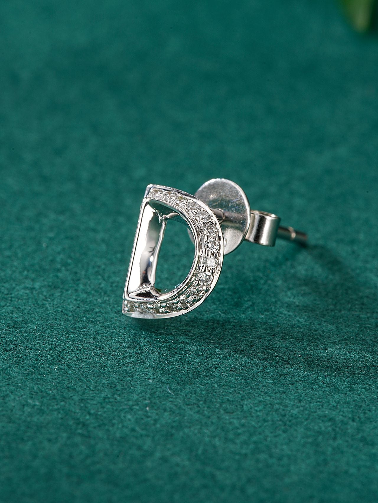 D Initial Diamond Stud Earring - Unique Jewelry Piece - Jeweler.Jewelry