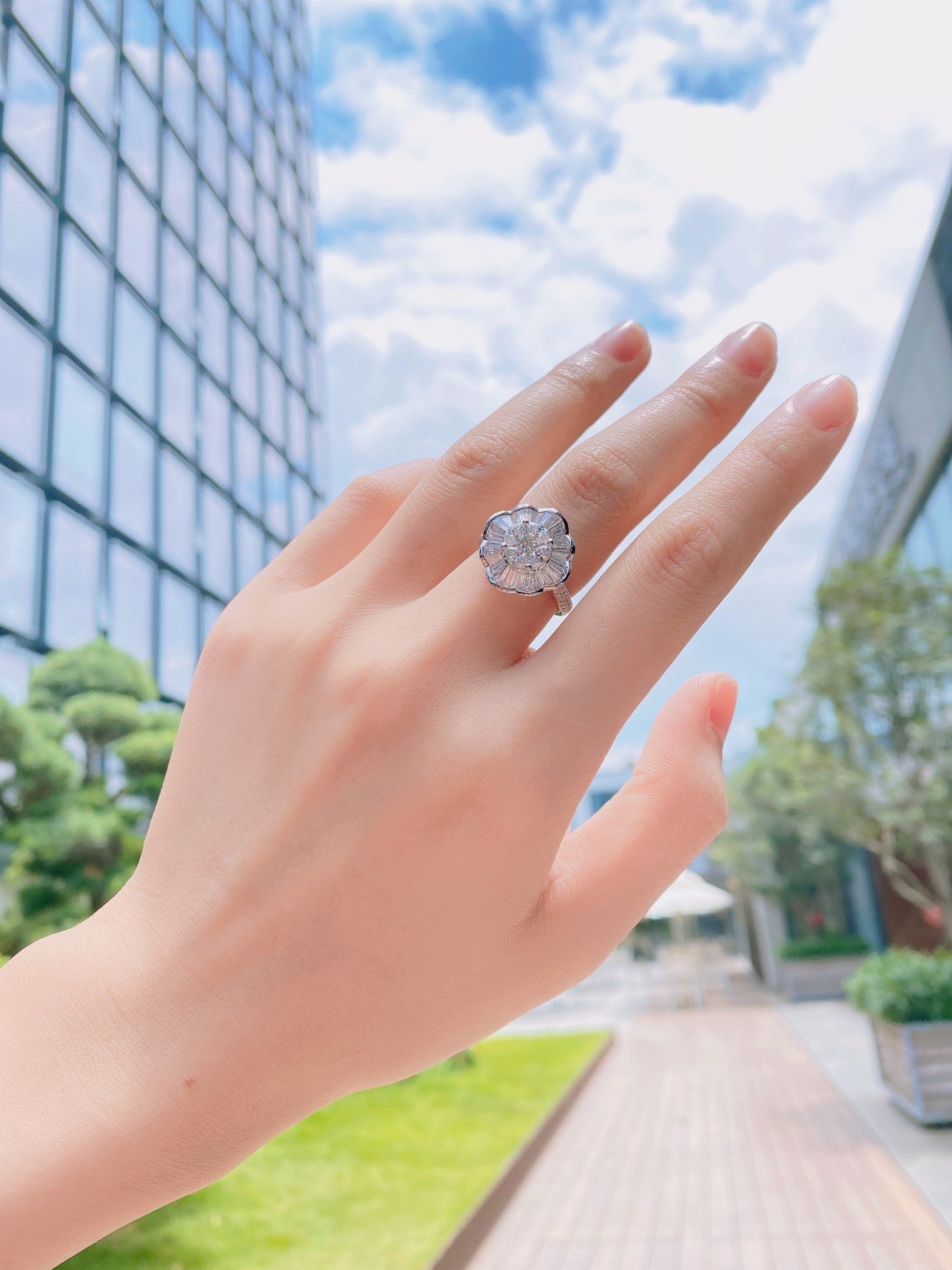 Dazzling Copper Coin Ring with Diamond Centerpiece – Unique Jewelry Piece - White Diamond Ring