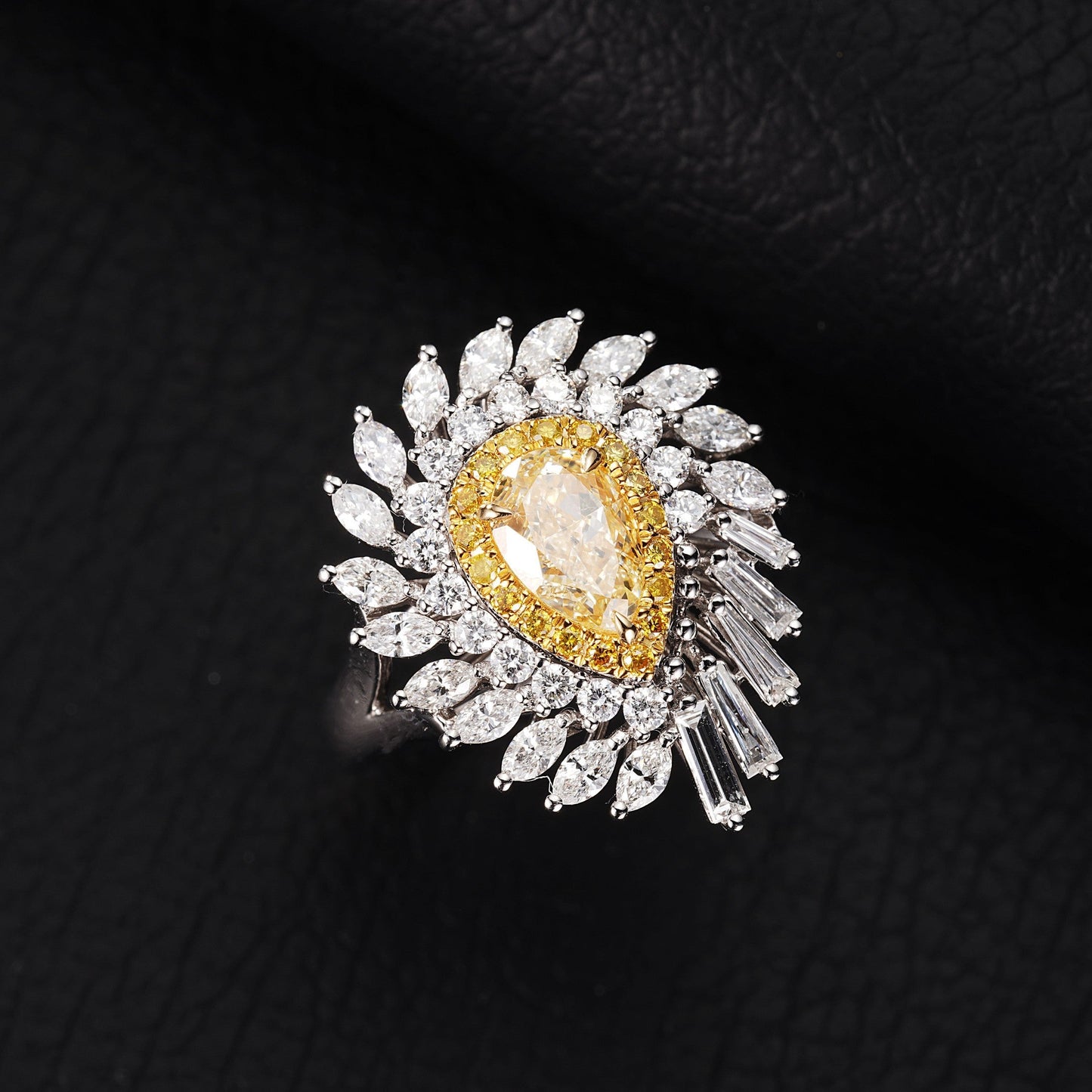 Dazzling Diamond Jewelry: 1.025ct Yellow Diamond Drop Ring - Yellow Diamond Ring