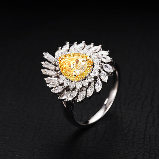 Dazzling Diamond Jewelry: 1.025ct Yellow Diamond Drop Ring - Yellow Diamond Ring