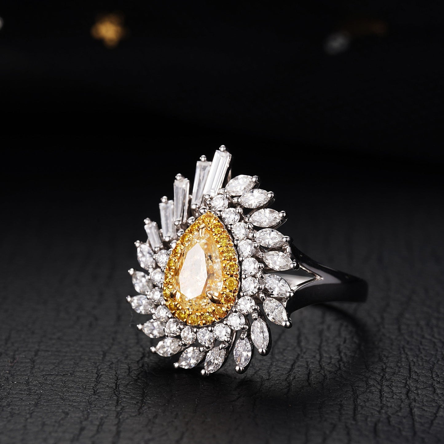 Dazzling Diamond Jewelry: 1.025ct Yellow Diamond Drop Ring - Yellow Diamond Ring