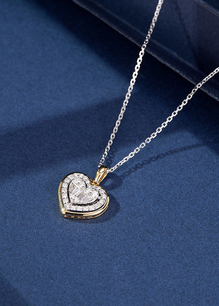 Dazzling Double Heart Pendant Jewelry - White Diamond Pendant