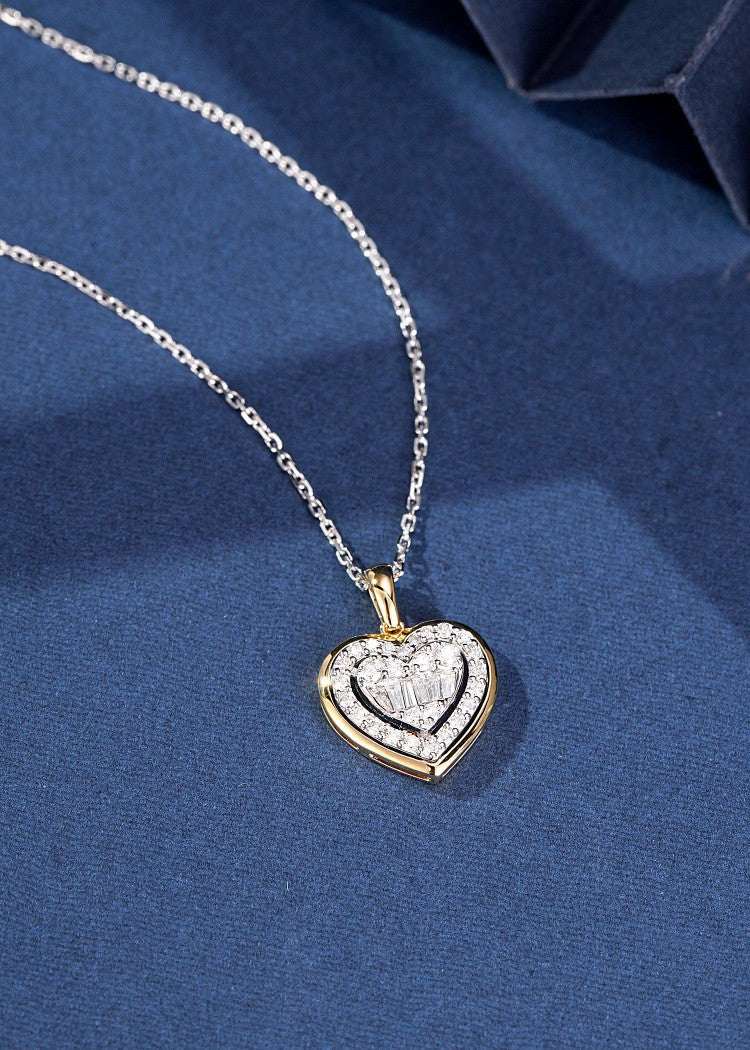 Dazzling Double Heart Pendant Jewelry - White Diamond Pendant