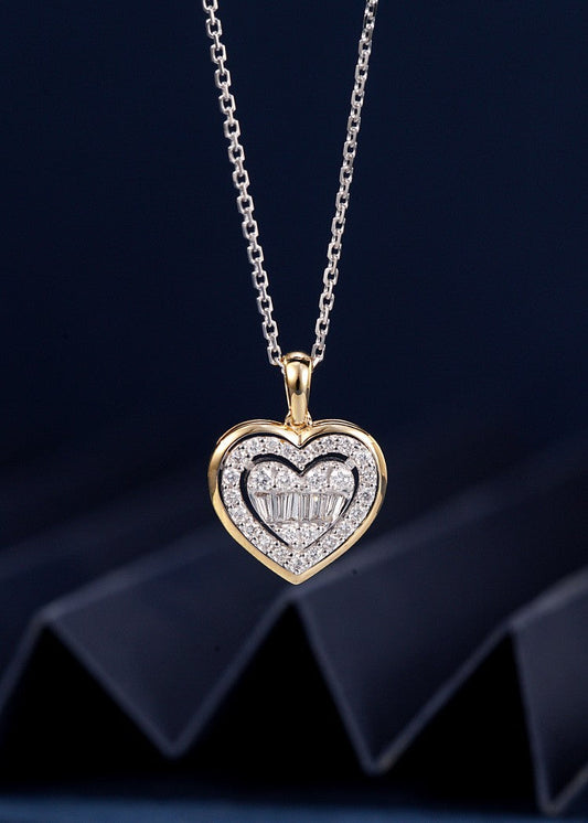 Dazzling Double Heart Pendant Jewelry - White Diamond Pendant