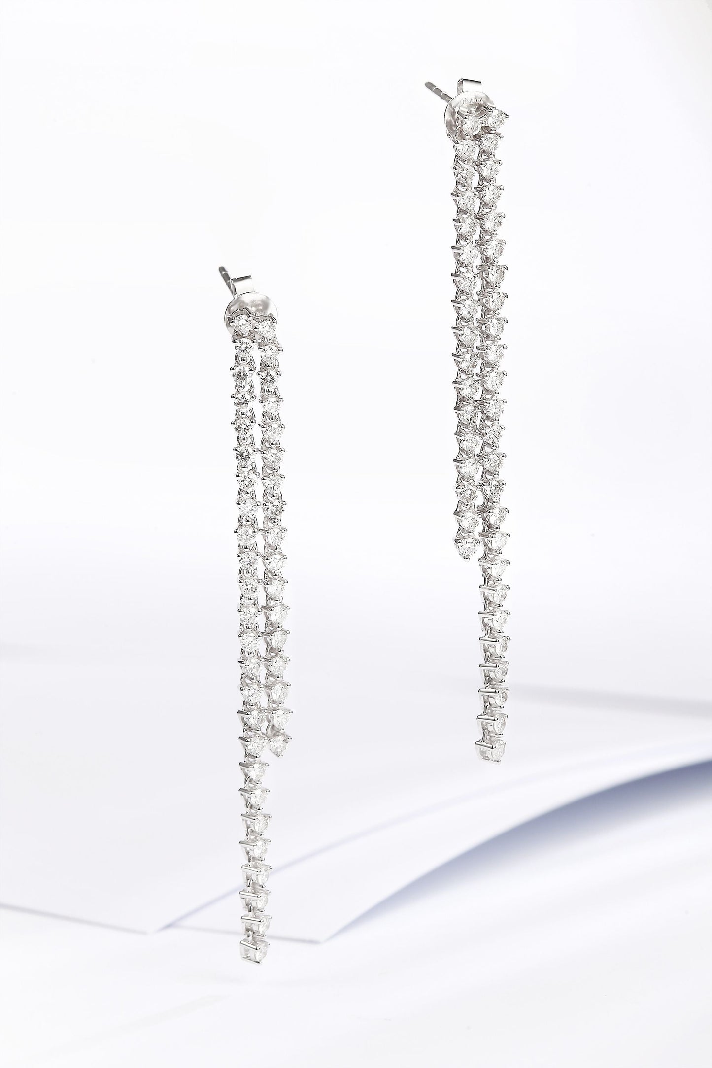 Dazzling Double Row Diamond Fringe Earrings - Luxury Jewelry - Jeweler.Jewelry