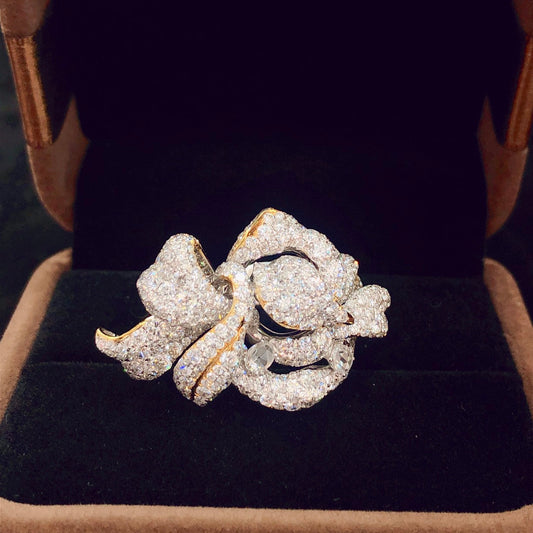 Dazzling Flower Cluster Ring - Premium Jewelry Collection - White Diamond Ring