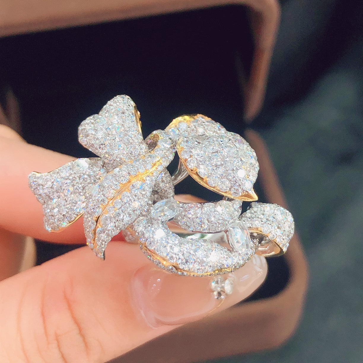 Dazzling Flower Cluster Ring - Premium Jewelry Collection - White Diamond Ring