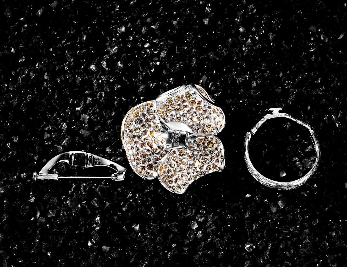 Dazzling Petal Brooch Pendant Ring Set (Triple Wear) - Exquisite Jewelry - Brooch