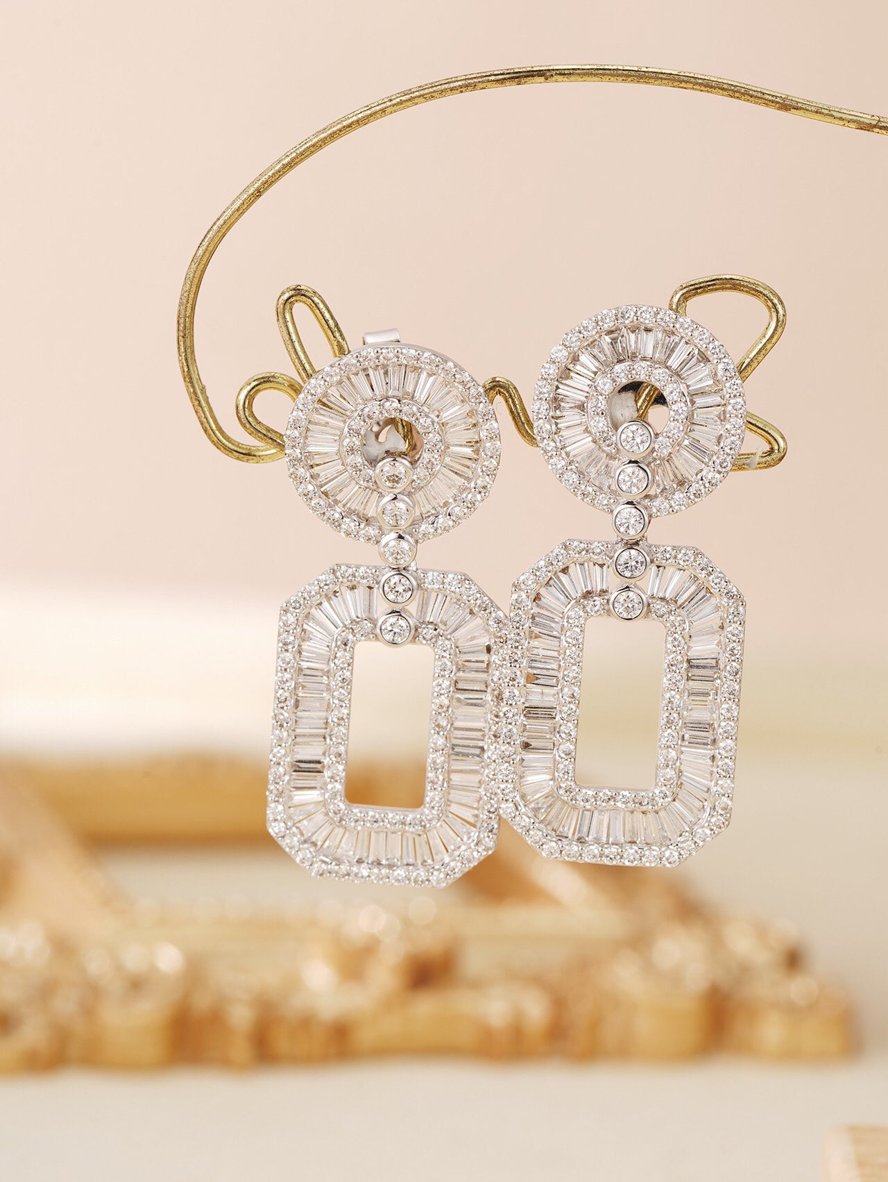 Dazzling T-Shape Diamond Earrings - Premium Jewelry - Jeweler.Jewelry