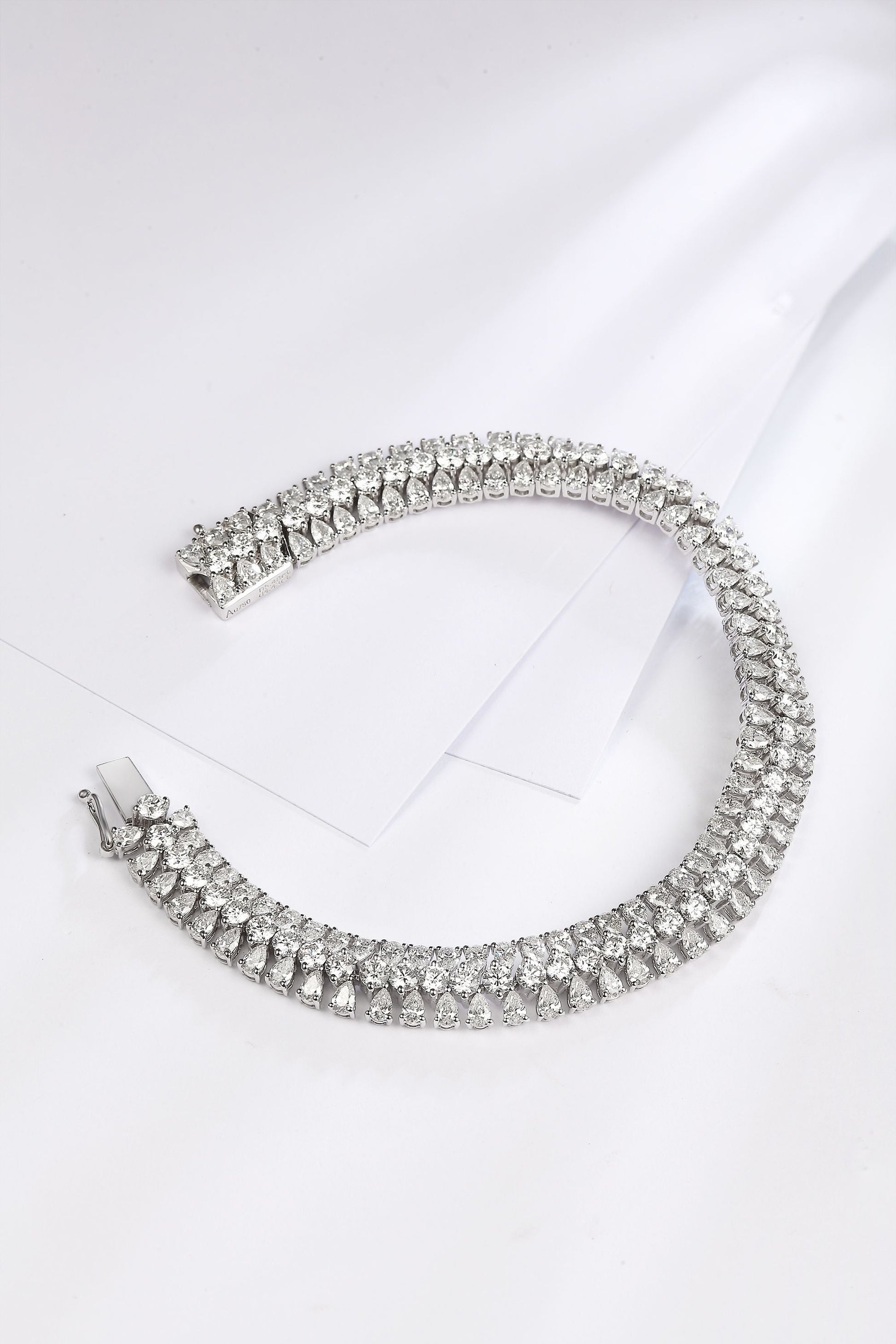 Dazzling Water Drop Three-Row Bracelet | Premium Jewelry Collection - White Diamond Bracelet