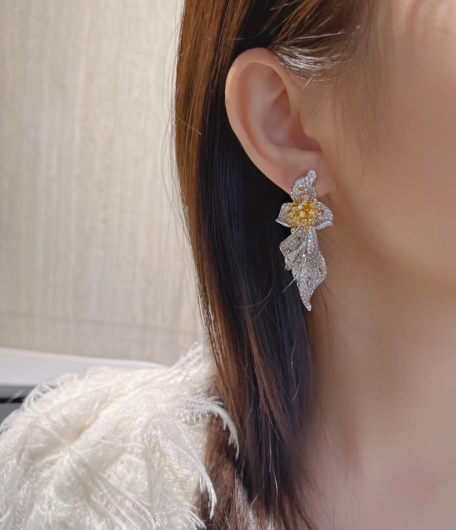 Dazzling Yellow Diamond Color-Separated Earrings - Premium Jewelry Jeweler.Jewelry