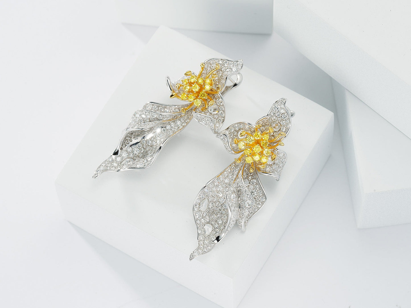 Dazzling Yellow Diamond Color-Separated Earrings - Premium Jewelry Jeweler.Jewelry