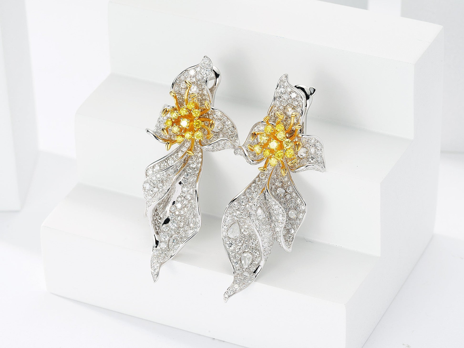 Dazzling Yellow Diamond Color-Separated Earrings - Premium Jewelry Jeweler.Jewelry