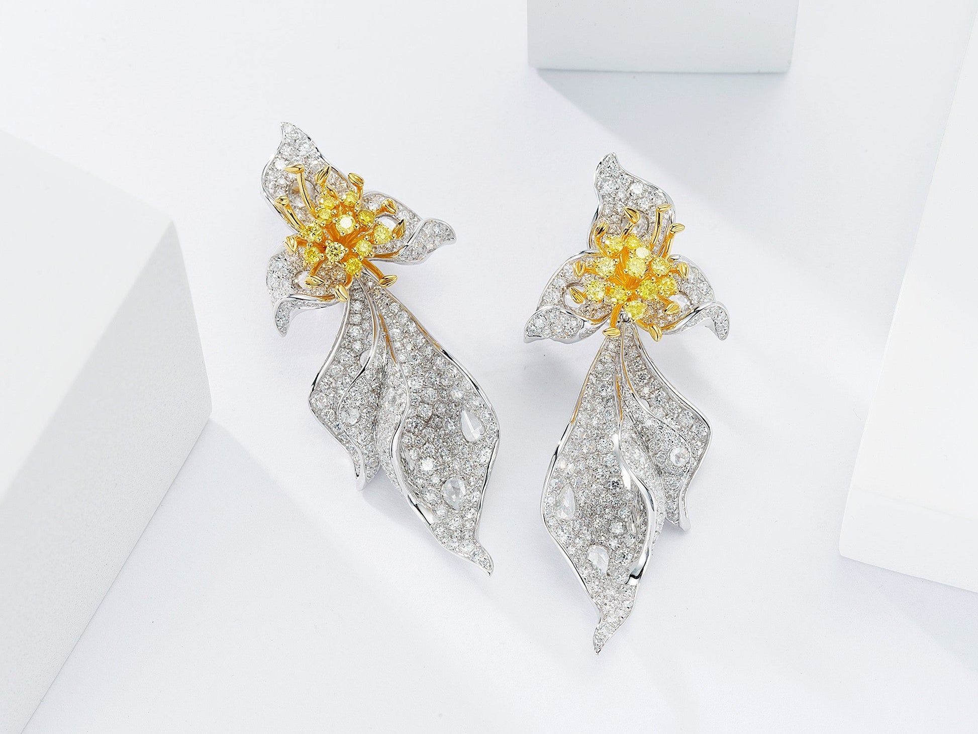 Dazzling Yellow Diamond Color-Separated Earrings - Premium Jewelry Jeweler.Jewelry