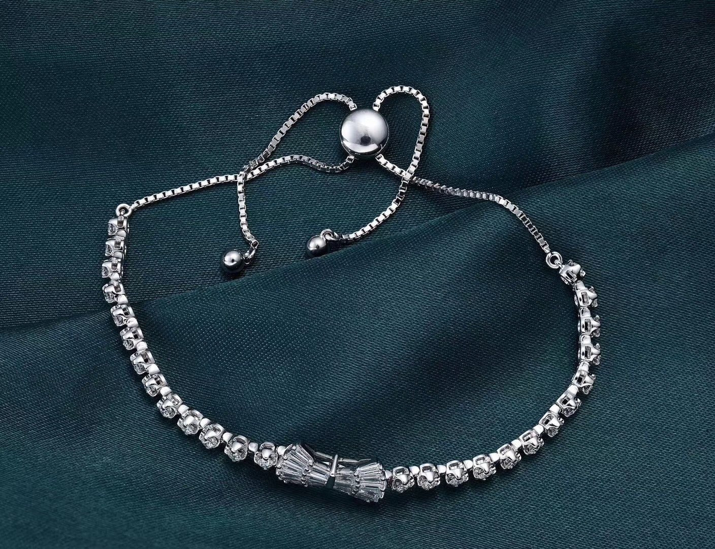 Delicate Bowknot Bracelet with Sparkling Stones - Premium Jewelry - White Diamond Bracelet