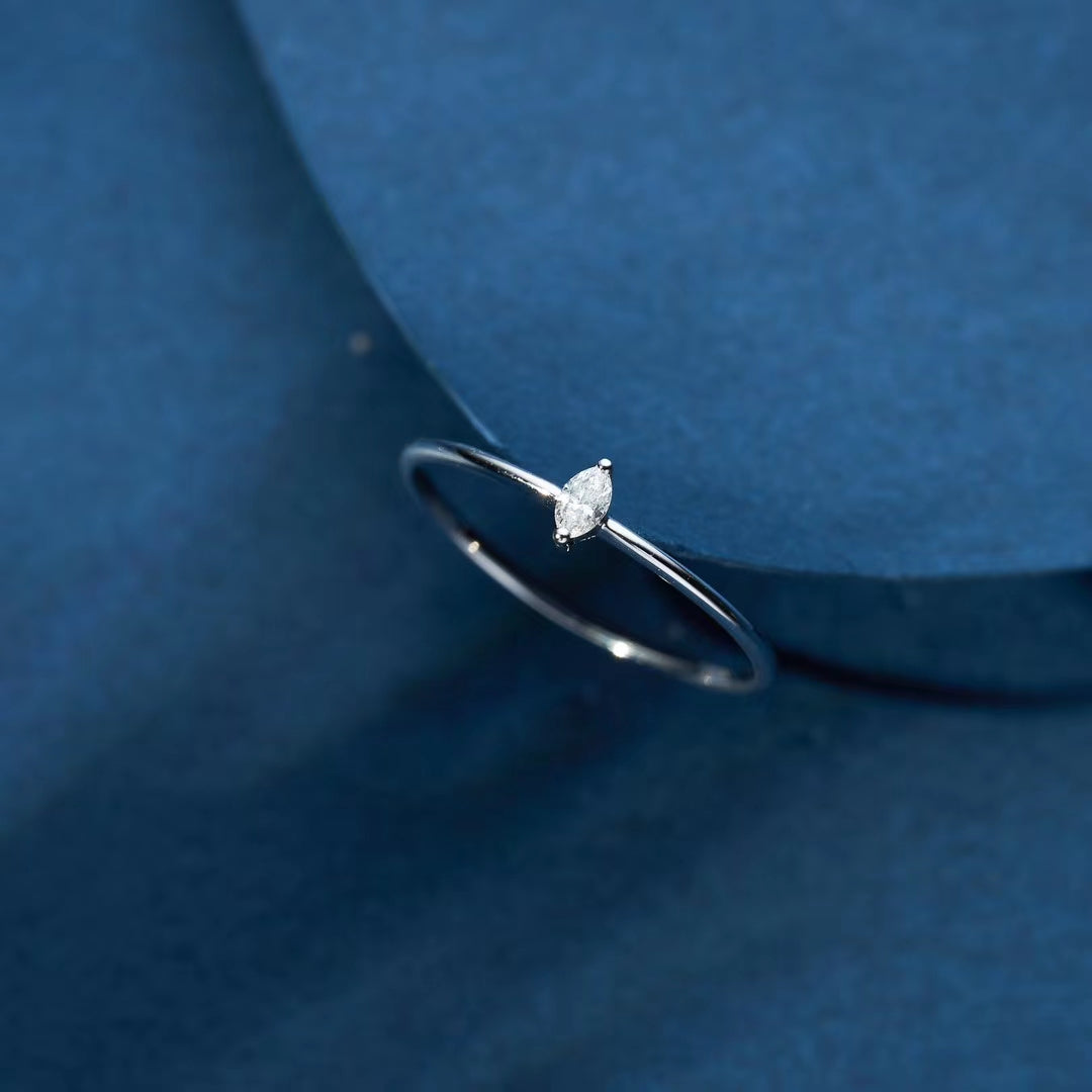 Delicate Jewelry Collection: Princess Cut Teardrop and Marquise Rings - White Diamond Ring