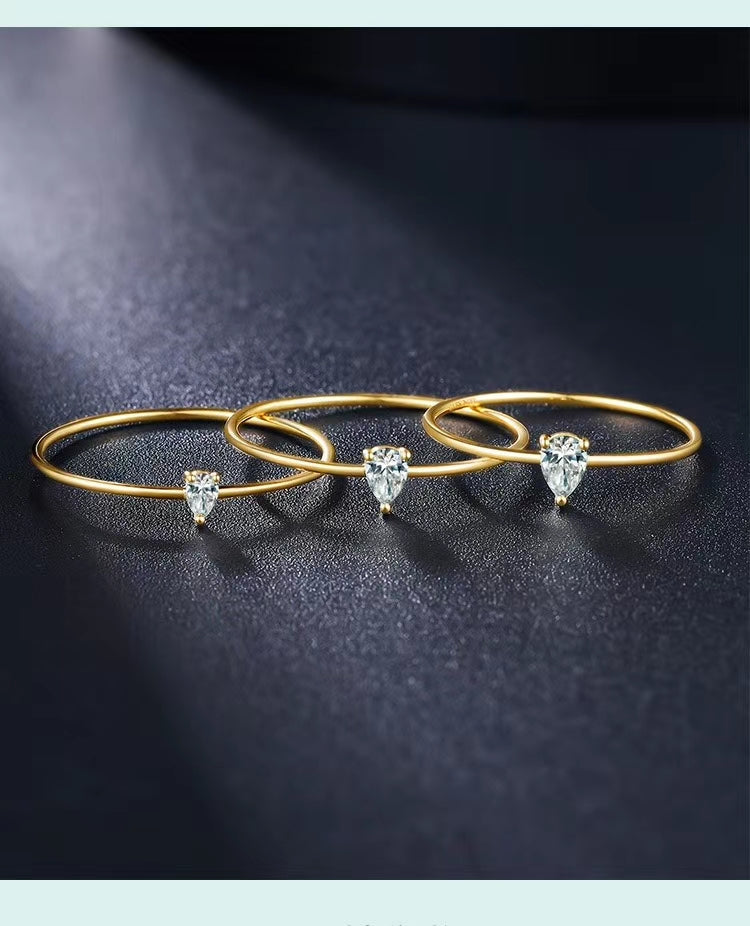 Delicate Jewelry Collection: Princess Cut Teardrop and Marquise Rings - White Diamond Ring