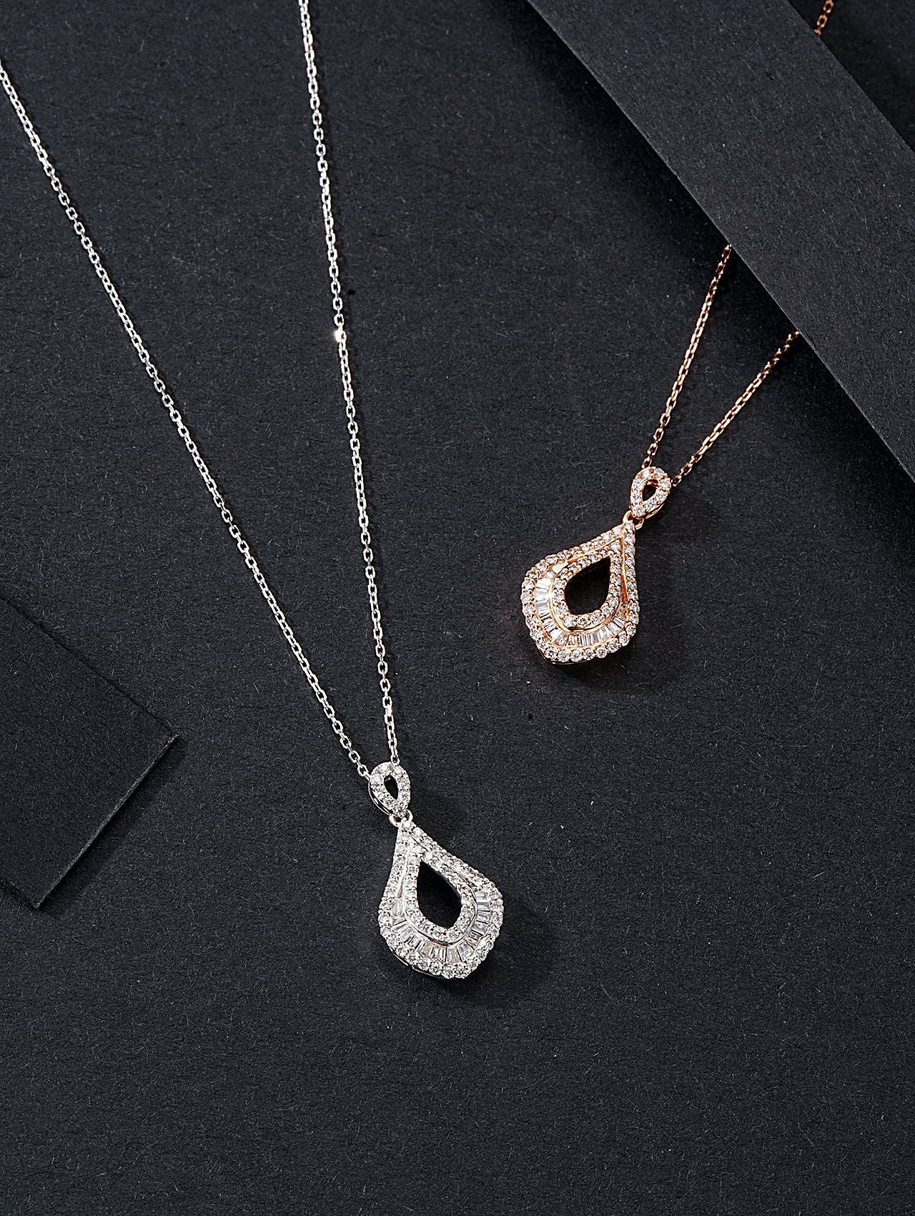 Delicate Teardrop T-Shaped Pendant Jewelry - White Diamond Pendant