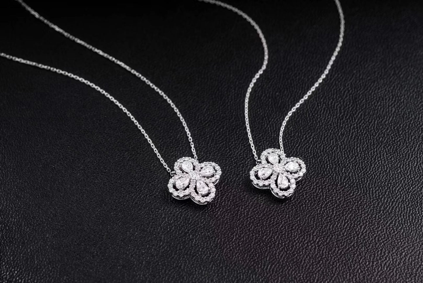 Delicate Water Drop Four-Leaf Clover Pendant Jewelry - White Diamond Pendant