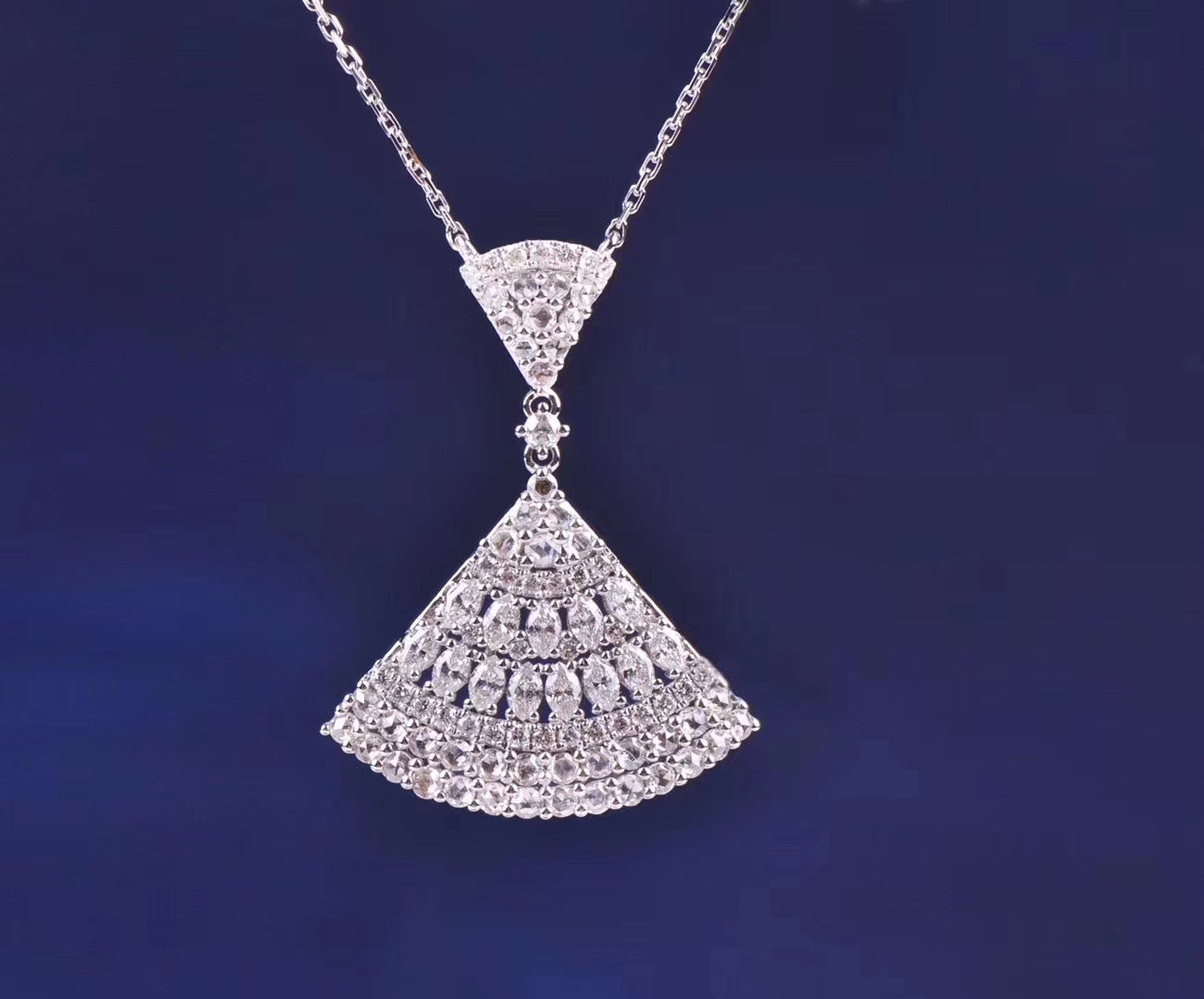 Diamond-Accented Sector Pendant: Elegant Jewelry Piece - White Diamond Pendant