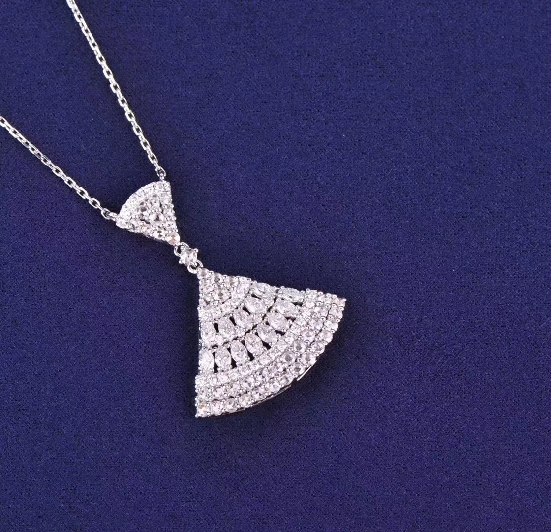 Diamond-Accented Sector Pendant: Elegant Jewelry Piece - White Diamond Pendant