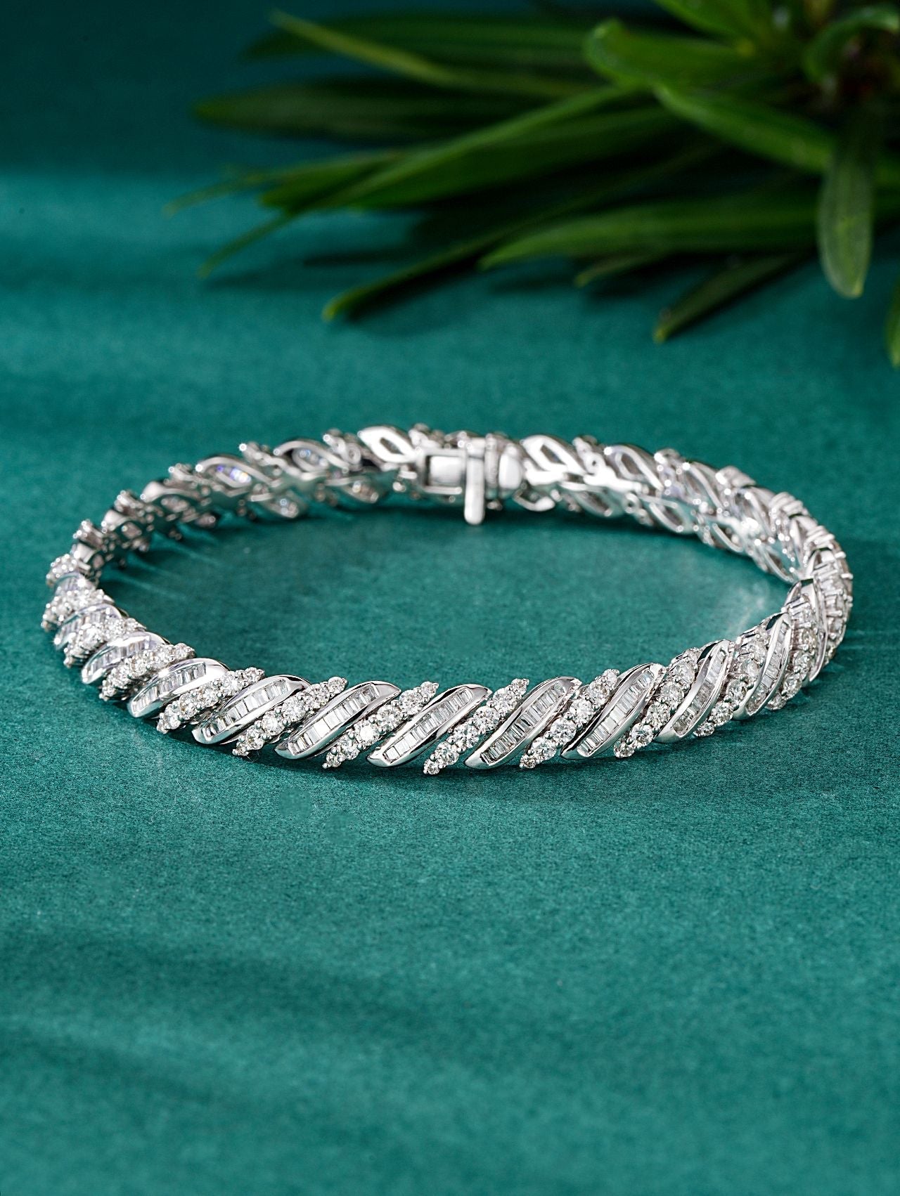 Diamond and Cubic Zirconia Parallel Baguette Bracelet - Premium Jewelry Collection - White Diamond Bracelet