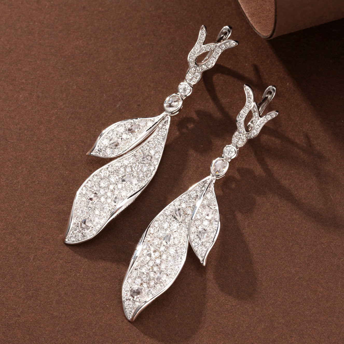 Diamond and Gemstone Leaf Earrings - Exquisite Jewelry Piece - Jeweler.Jewelry