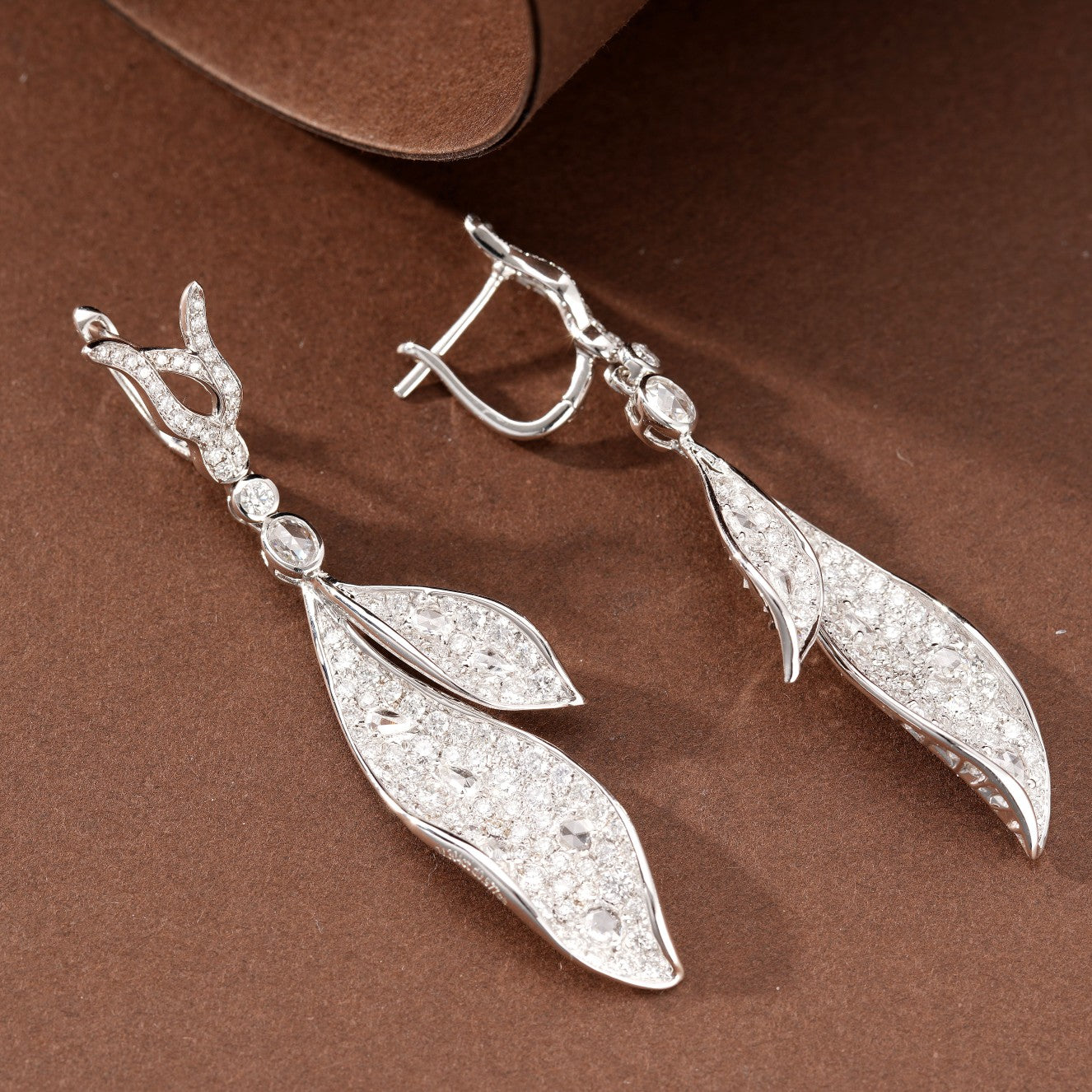 Diamond and Gemstone Leaf Earrings - Exquisite Jewelry Piece - Jeweler.Jewelry