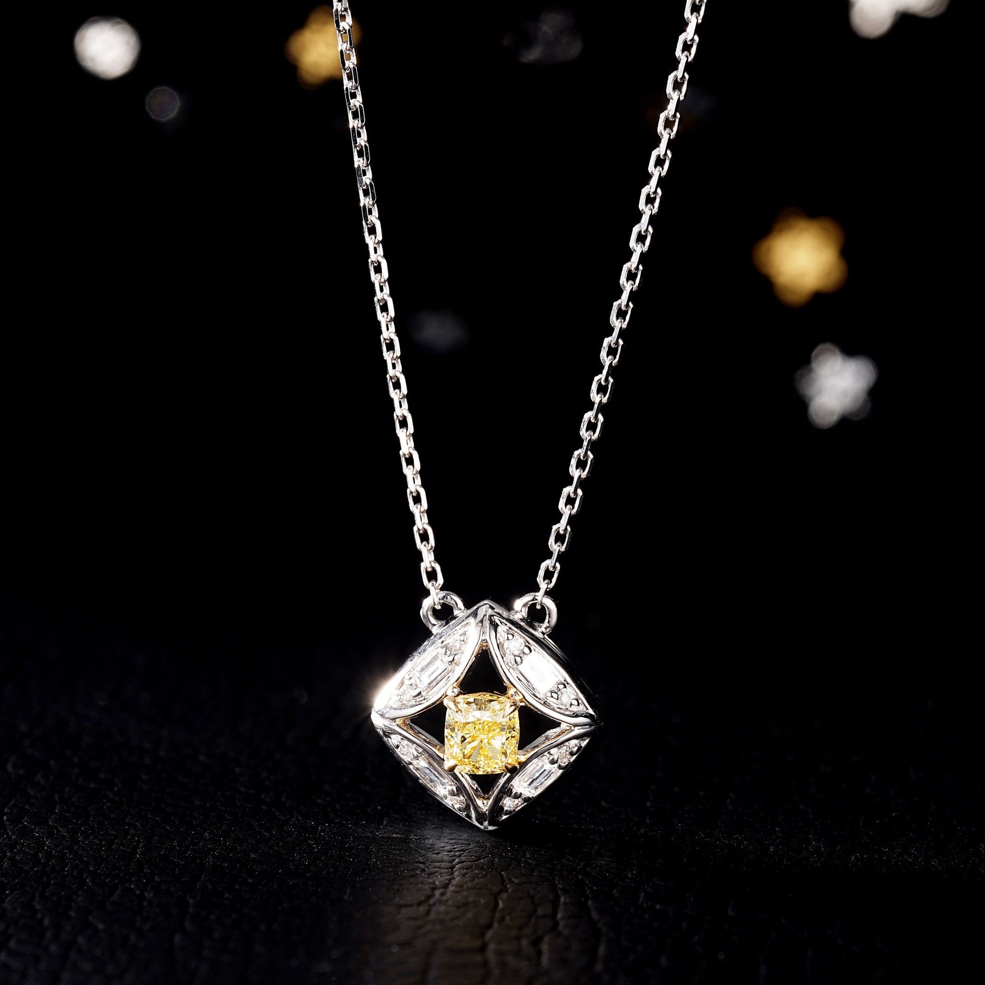 Diamond and Gemstone Pendant - Exquisite Yellow Diamond Coin Jewelry - Yellow Diamond Pendant