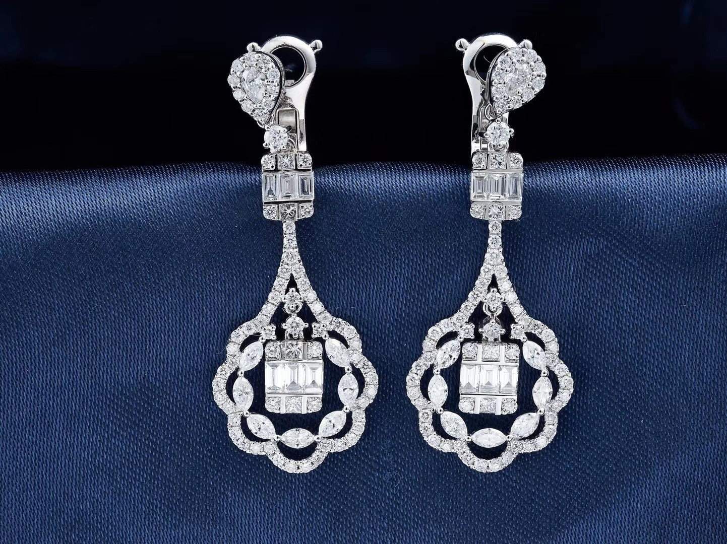 Diamond and Gemstone Pipa Earrings – Elegant Jewelry Piece - Jeweler.Jewelry