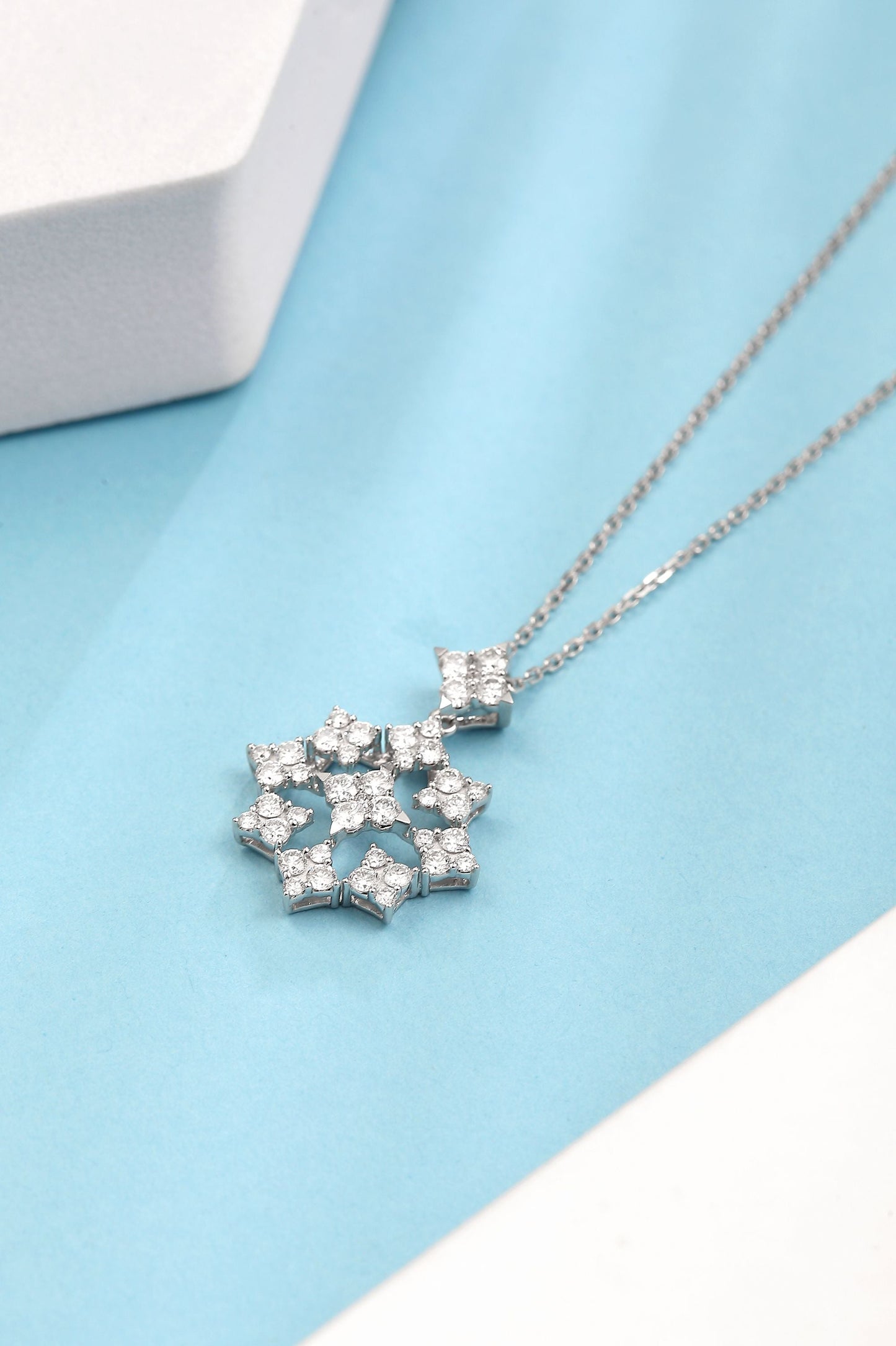 Diamond and Rhombus Pendant - Exclusive Jewelry Piece - White Diamond Pendant