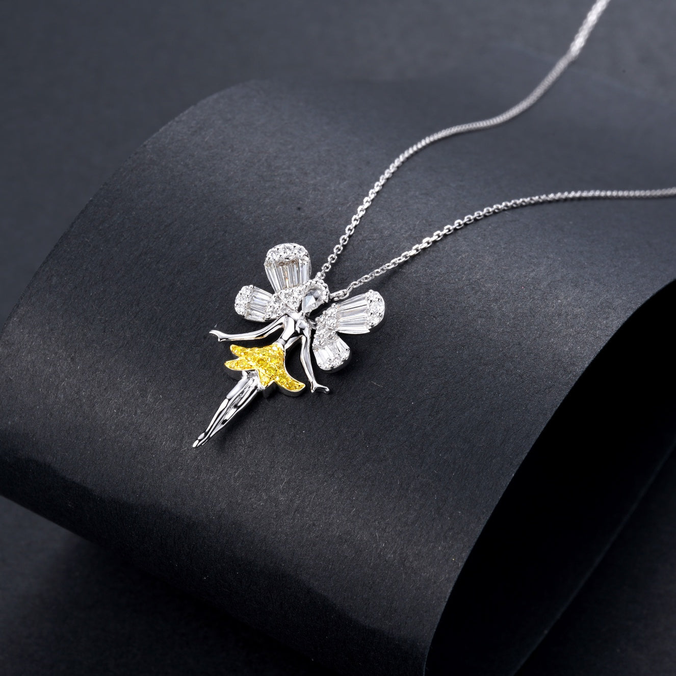 Diamond Angel Pendant Jewelry - Exquisite Craftsmanship - Yellow Diamond Pendant